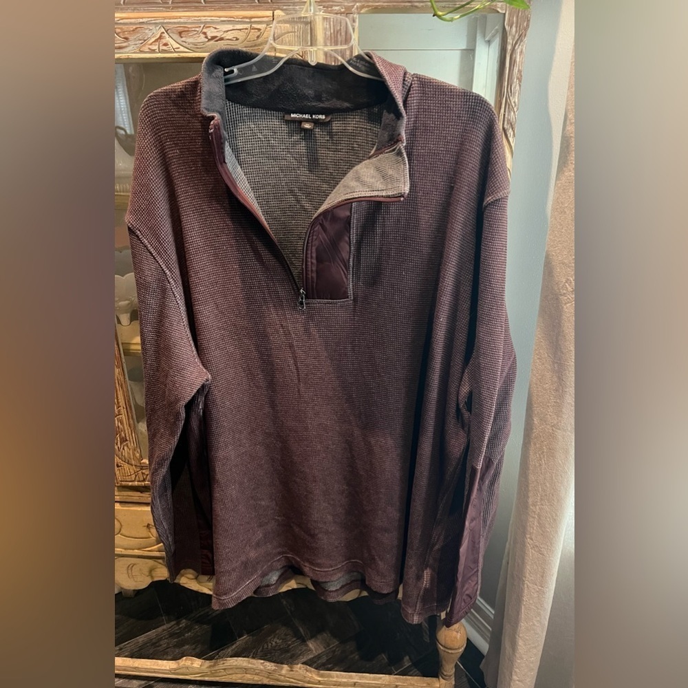 Michael Kors Mens 3X Maroon 1/4 zip Pullover Sweater